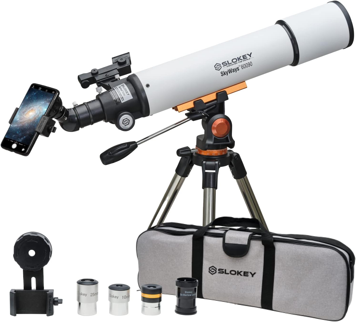 Slokey Télescope Astronomique 16x-120x - Portable et Facile à Utiliser - Pour Enfants et Adultes Débutants - Comprend Trépied Réglable et Adaptateur Téléphone - Observer la Lune et Planètes