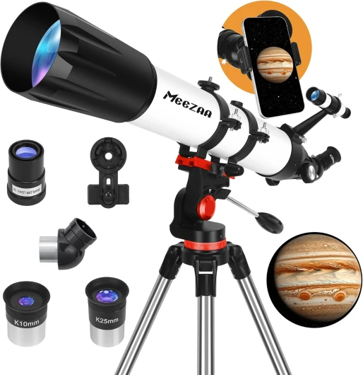 Télescope, Télescope Astronomique Adultes Professionnel, 90 mm Ouverture 800mm Portable et Puissante 32x-240x Télescopes Réfracteur pour Enfants et Débutants pour Observer la Lune et Planètes
