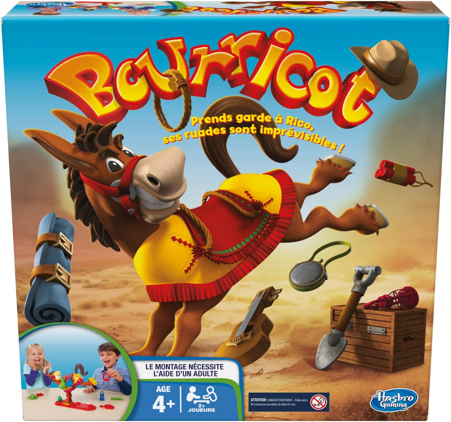 Hasbro Gaming Jeu Bourricot, Le Jeu d'empilage sur Selle d’Une Mule têtue, Jeu préscolaire, pour 2 à 4 Joueurs, Jeu pour Enfants, à partir de 4 Ans