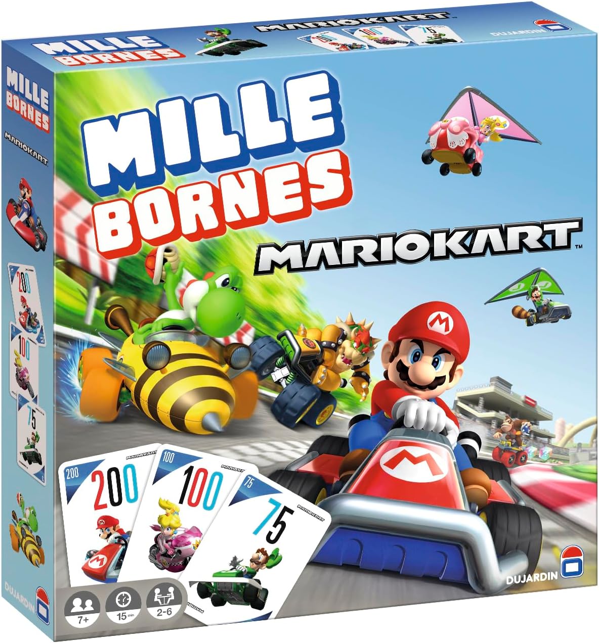 Dujardin – Mille Bornes Mario Kart – Jeu de société – Jeu de plateau – Atteignez les 1000 bornes en premier – Jeu familial – 2 joueurs et plus – Dès 7 ans