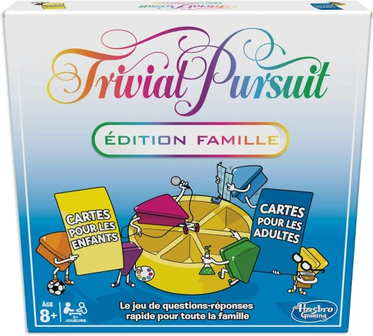 Jeu de Plateau Trivial Pursuit : édition familiale, Jeux-questionnaires pour Adultes et Enfants, Jeux de société familiaux pour Les Enfants, 2 Joueurs ou Plus, dès 8 Ans
