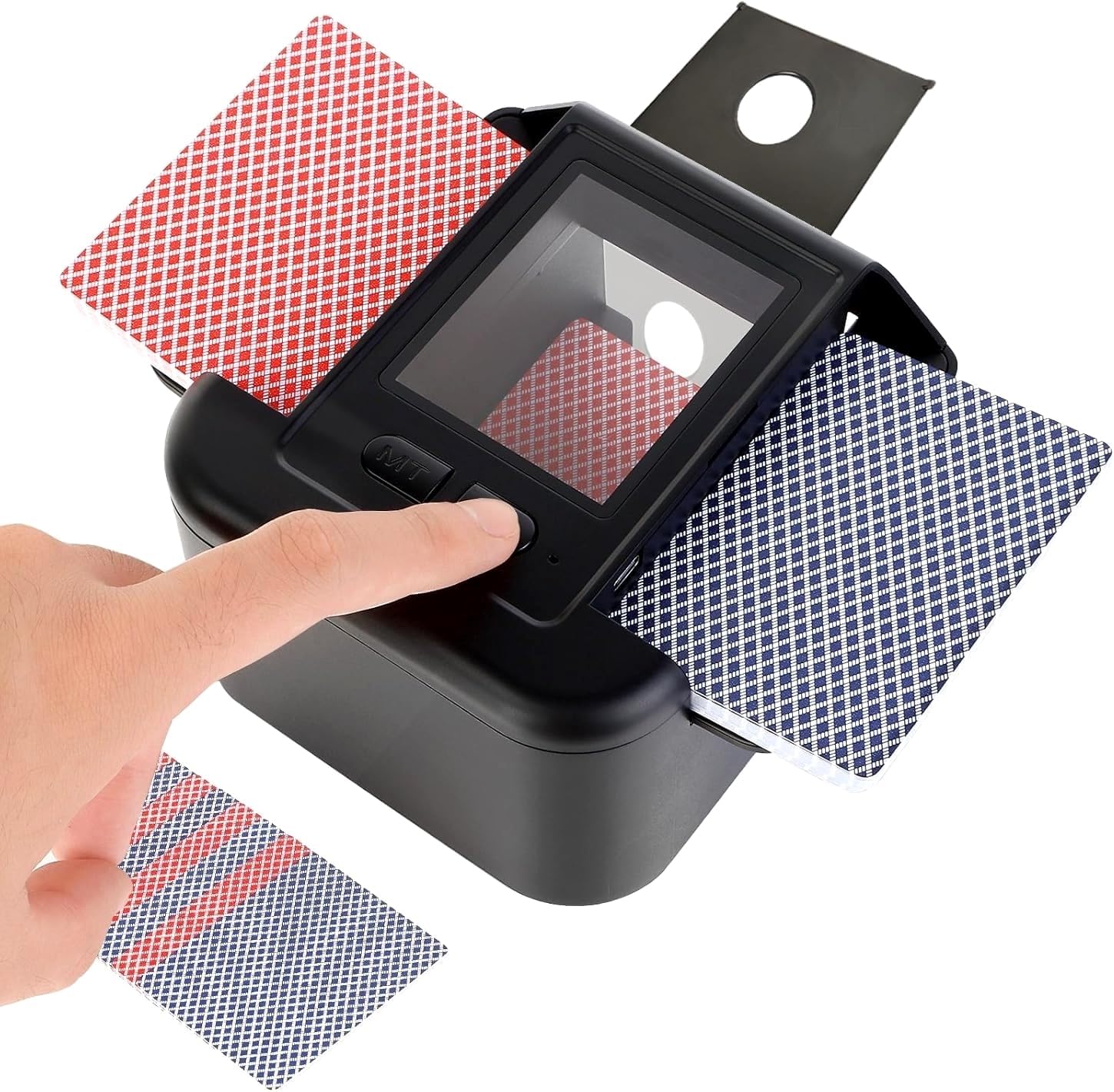 ZHENNBY Melangeur de Carte Électronique, Mélangeur de Cartes Trieur de Carte Automatic Card Shuffler 1-2 Ponts Melangeur de Cartes à Jouer pour UNO, Blackjack, Belote, Tarot, Texas Hold’em - Noir