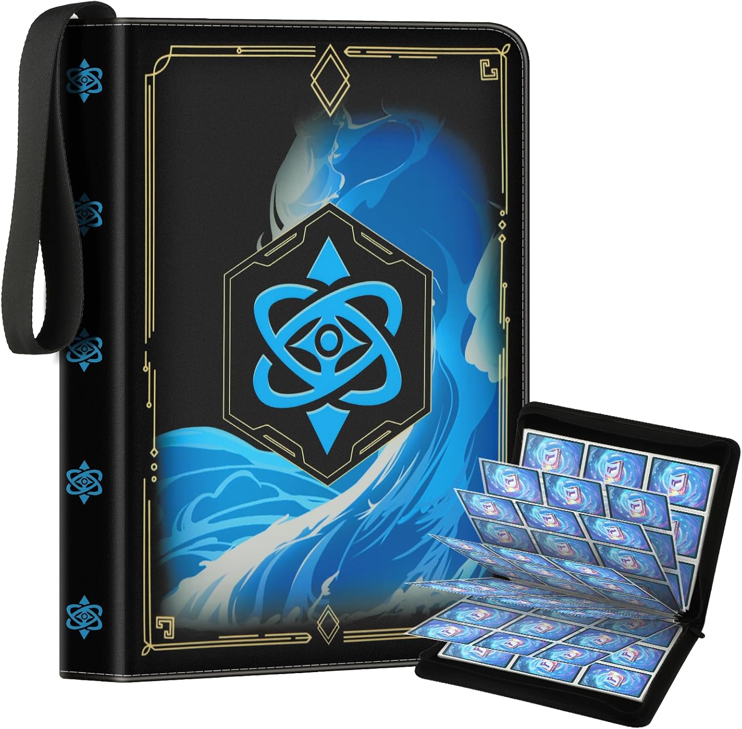 Deuyibu Album pour cartes à collectionner Lorcana TCG - 900 pochettes - 50 pages - Album à collectionner avec éléments en encre magique - En cuir synthétique - Pour cartes à collectionner