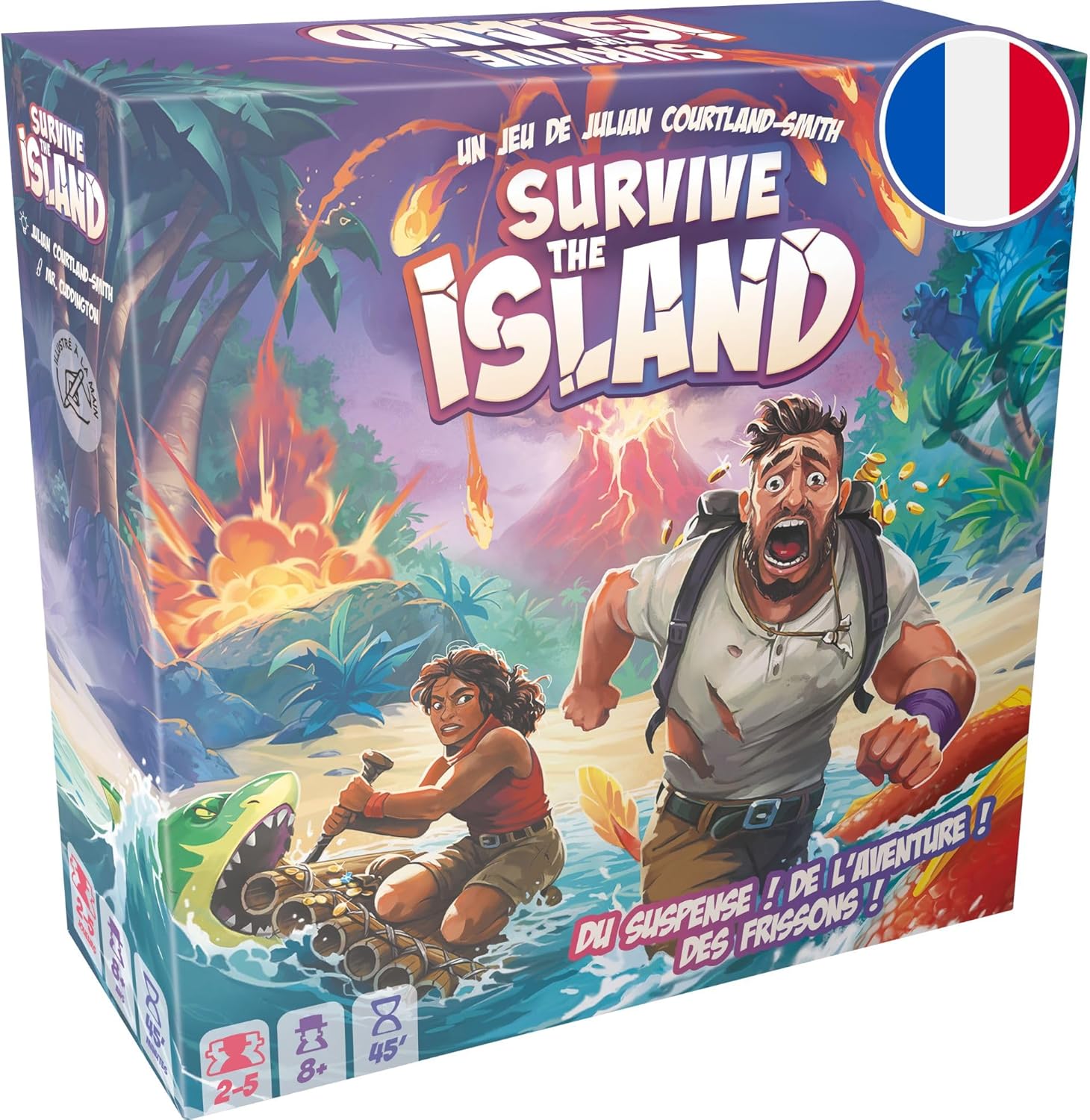 Survive The Island - Jeu de Société Famille pour Enfants dès 8 Ans - Jeu de Survie - Échappez à Une île en Train de sombrer avec Trésors et Monstres - 45 Min - 2 à 5 Joueurs - en Français