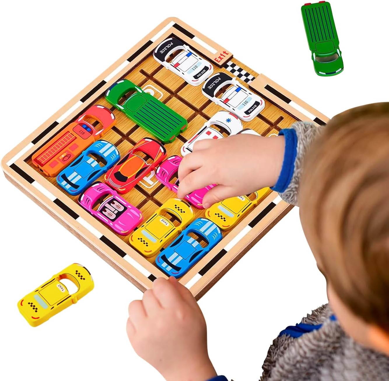 Huanmin Rush Hour, Jeu de logique Société en Bois pour Garçons Filles, Casse-tête Embouteillage , Jouets Éducatifs Famille Jeux Voyage pour Adultes et Enfants à partir de 8 Ans