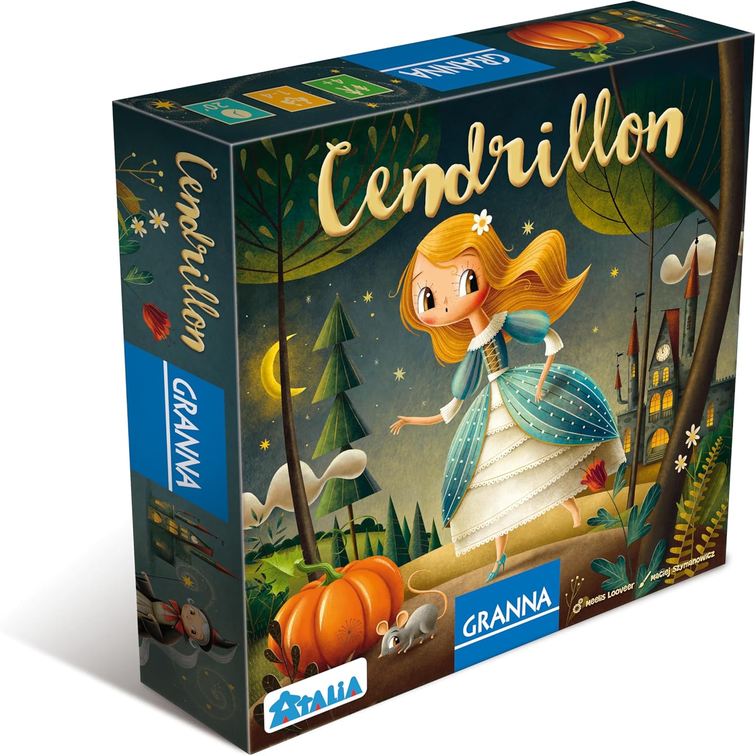 Granna - Cendrillon - Jeu coopératif Enfant 4 Ans - Jeu de mémoire et d’Observation - Univers de Conte féerique - Boîte Transformable en Horloge 3D - Éco-conçu sans Plastique - 1 à 4 Joueurs