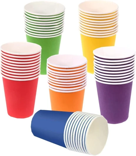 WANGZAIZAI Lot de 60 gobelets en carton de 250 ml multicolores biodégradables jetables pour mariage, enfants DIY, fournitures de fête, café, thé, boissons chaudes et froides, couleur aléatoire