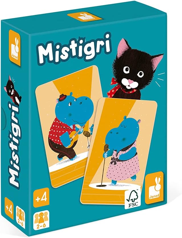 Mistigri - 16 Familles à Réunir - Jeu de Mémoire et d'Association - 2 à 6 joueurs - Dès 4 Ans - J02752, Noir