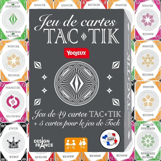 YOOJEUX® Jeu de Cartes TAC-TIK et Tock ou TOC - Fabrication Française - L'ensemble se Compose de 49 Cartes - et Inclus 5 Cartes Supplémentaires pour Jouer