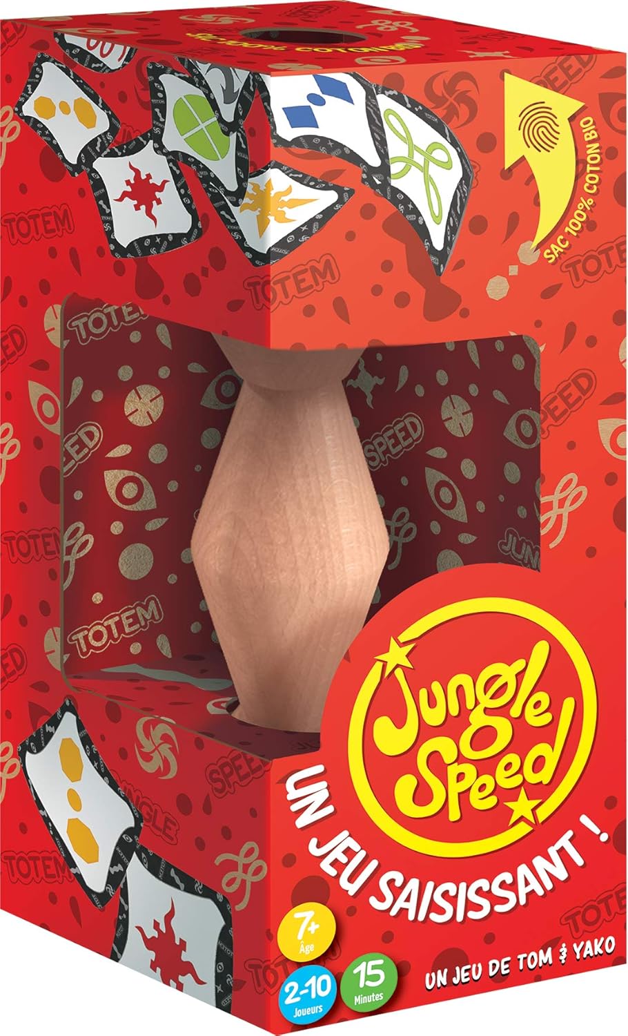 JUNGLE SPEED Classique - Jeu de Rapidité pour Enfants dès 7 ans - Jeu de Société & d'Ambiance - 2 à 10 Joueurs - Version en Bois Eco-Responsable - avec Sac de Rangement - 15 Min- Zygomatic