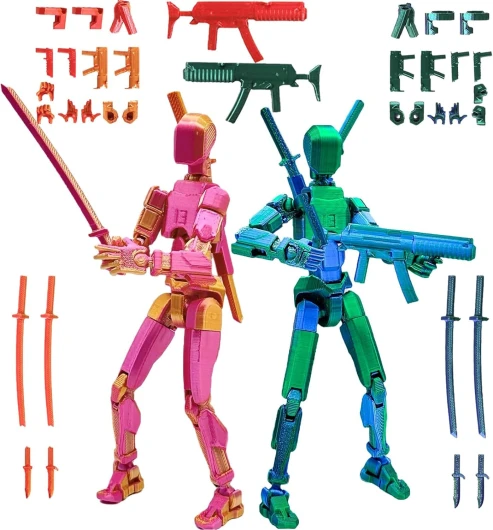 T13 Lot de 2 figurines d'action factice 13, avec articulations mobiles, jouets 3D pour collectionneurs et joueurs, idéales pour la décoration et le jeu (montage nécessaire)