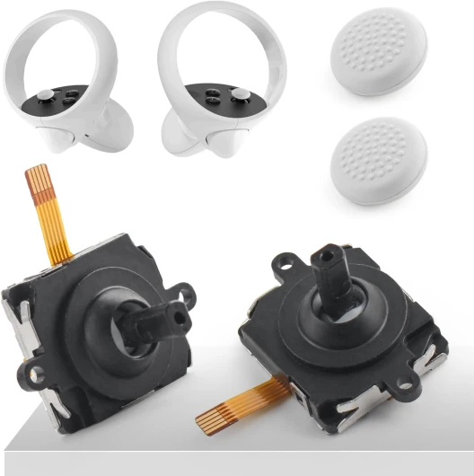 YHX-OU Lot de 2 manettes de jeu analogiques pour Oculus Quest 2 joysticks analogiques de rechange 3D joystick - Accessoires de joystick - 2 pièces + 4 pièces pour Oculus Quest 2 - Blanc