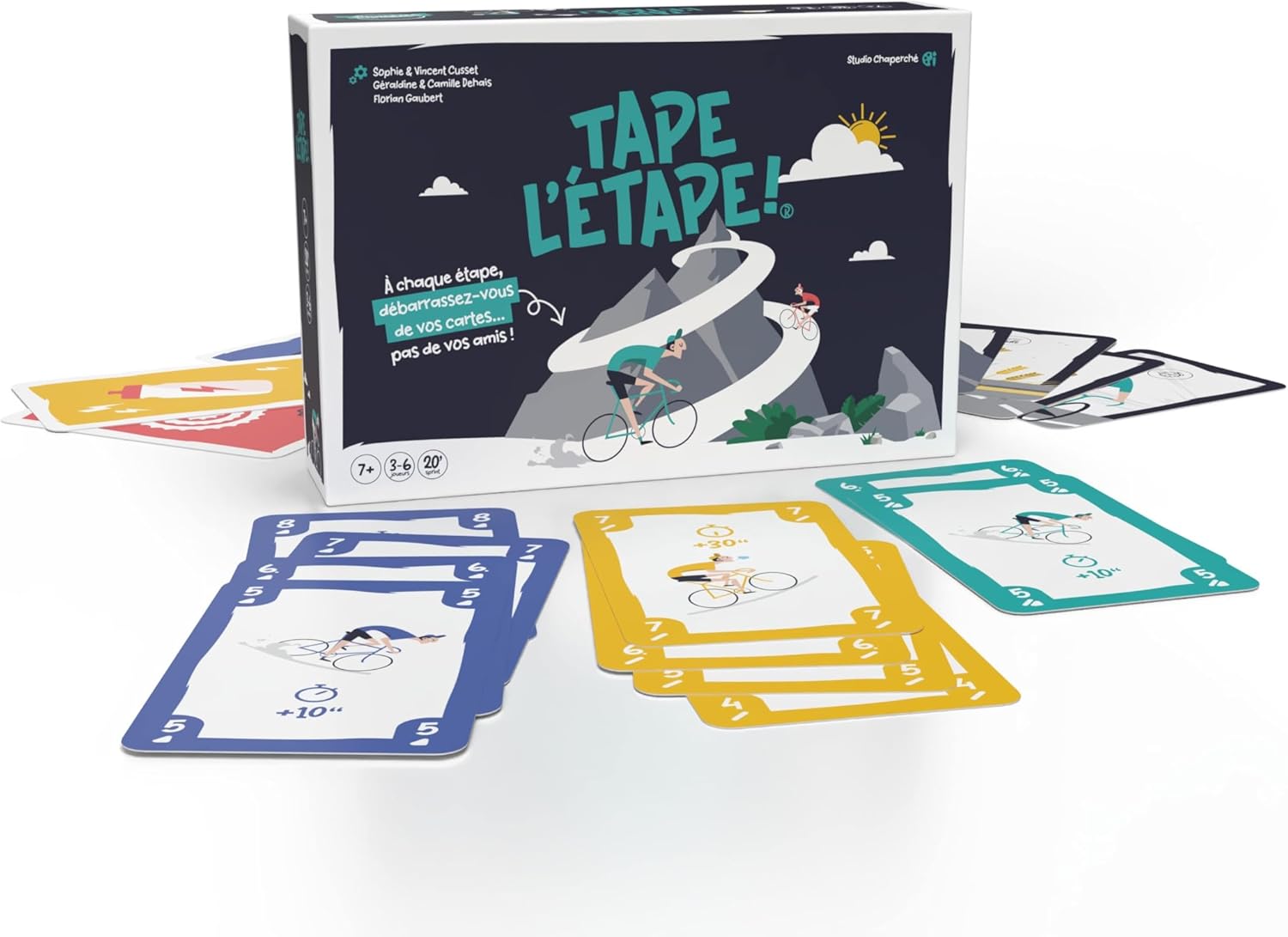 Tape l'Etape - Jeu de Société Vélo - Jeu de Cartes Familial dès 7 Ans - 3 à 6 Joueurs - Parties Rapides 15 à 30 Minutes - Récompensé Prix du Public Festival de Vichy 2024 - Version Française