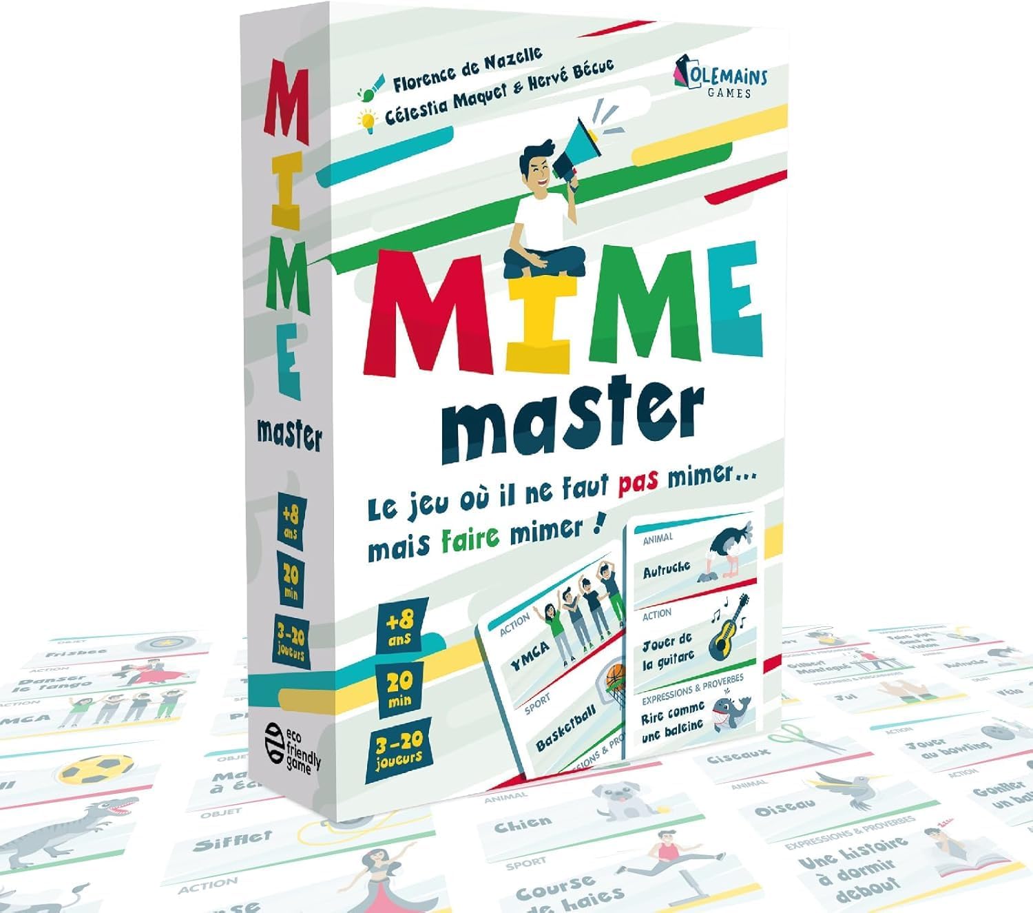 MIME MASTER - Jeu de Société et d'Ambiance - Le Jeu de Mime Réinventé - 8 Ans et Plus - 3 à 20 Joueurs - Fous Rires en Famille et Entre Amis - Olémains Games