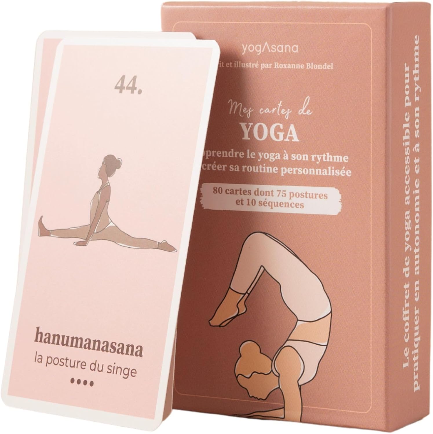 Yogasana Jeu de Cartes français 80 Cartes - Hatha Vinyasa - Tous Niveaux - Guide de séquences pour se perfectionner en autonomie - 75 Postures Yogasana - Jeu de 80 Cartes de Yoga Hatha Vinyasa