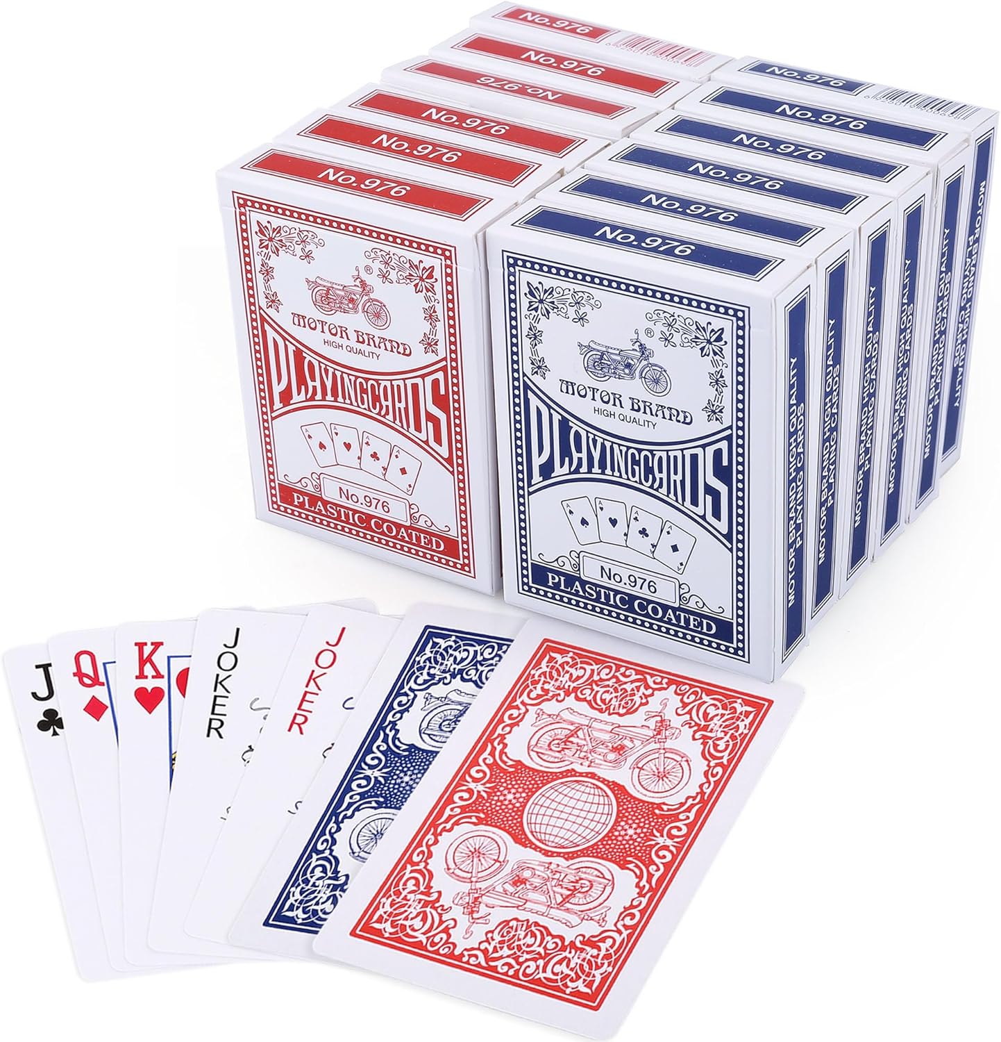 12 Jeux de Carte 54 à Index Standard 6 Bleu et 6 Rouge, Cartes à Jouer en Carton Lisse, Poker Playing Cards Parfait pour Fête Cadeaux Jeux (6.3 * 8.8cm)