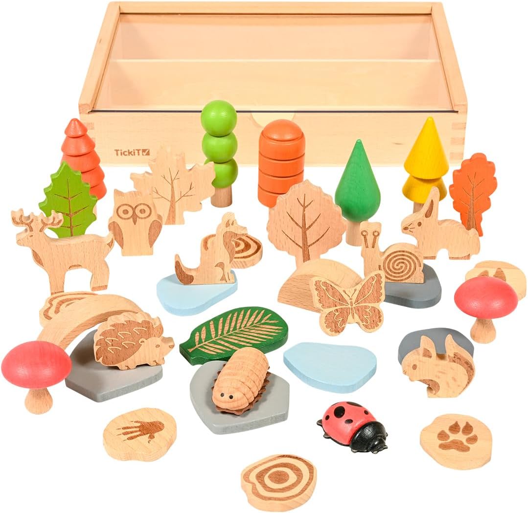 73552 Woodland Trail Set – Jeu de Simulation – Figurines de la forêt – Petit Monde – Jouets en Bois, Bois