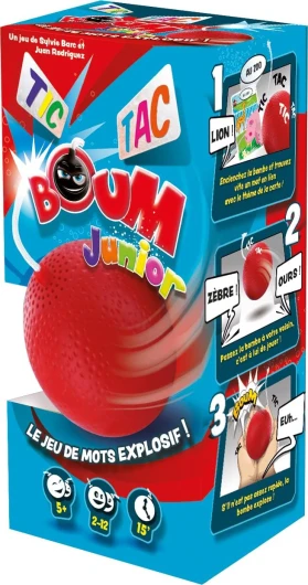 TIC TAC BOUM Junior - Jeu d'Ambiance pour Enfants dès 5 Ans -Jeu de Cartes & Rapidité - Trouvez 1 Mot avec 1 Syllabe - avec Bombe Minuteur - 2 à 12 Joueurs - 15 Min -en Français - Zygomatic Tic Tac Boum Junior - New Edition
