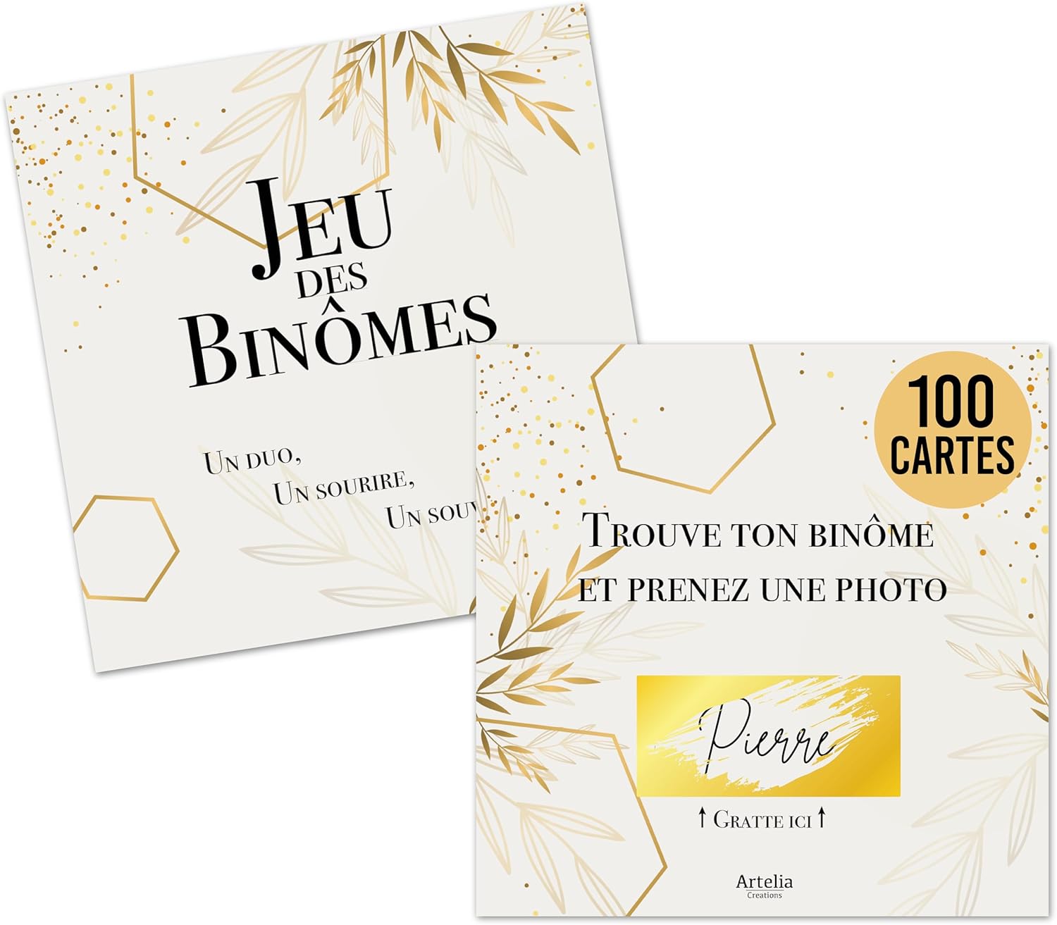 100 Cartes à gratter Animation de Mariage - Jeu binômes invités personnalisé - Idéal pour Photo Booth - Souvenir Original et élégant (100)
