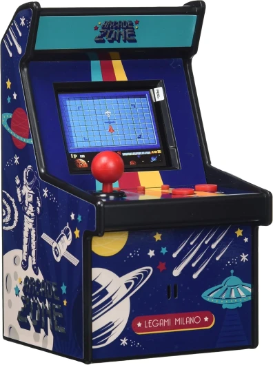 Mini Arcade de Jeux Vidéo, 240 Jeux, avec Lumières et Sons, Volume Réglable, Langue Anglaise, Ecran Couleur, 8,5x15,4 cm Zone