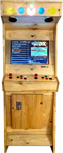 SAN-J Arcade Machine à sous en Bois fabriquée à la Main, 3000 Jeux vidéo Classiques, écran de 22 Pouces, Machine à sous à 2 Joueurs Nature