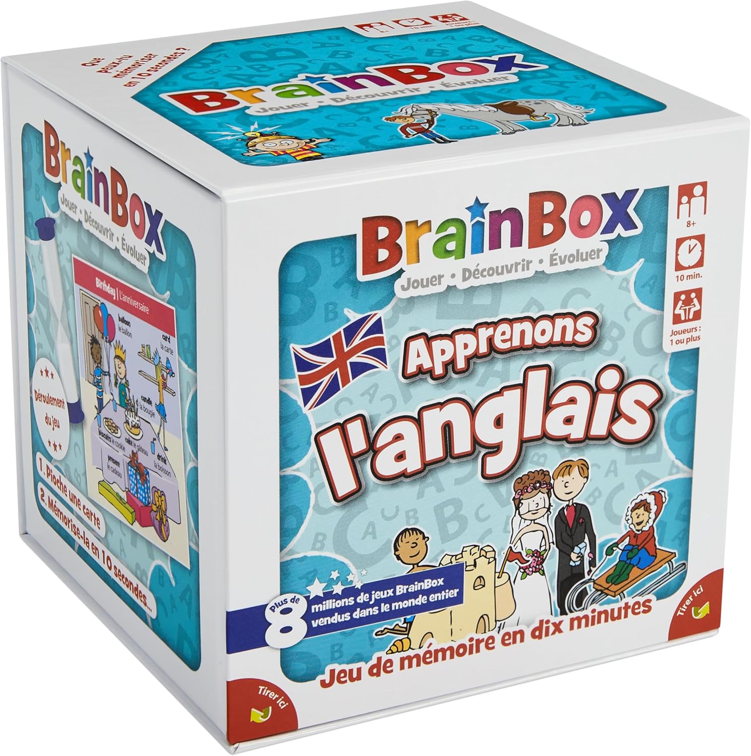 BRAINBOX : Apprenons l'Anglais - Jeu de Mémoire pour Enfants dès 8 ans - Jeu de Société pour Apprendre l'Anglais en s'Amusant - Jeu Educatif - 1 Joueur ou Plus - 10 Min - Version Française Apprenons L'anglais 2022