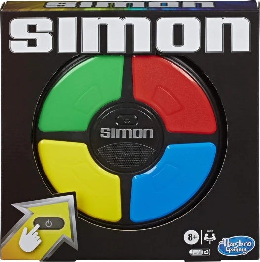Simon Classique, Jeu de Mémoire Électronique pour Enfants et Familles, dès 8 Ans, avec Sons et Lumières, Taille Compacte, Jeux de Voyage, Famille et Entre Amis, Parfait pour l'Été