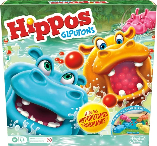 Hippos Gloutons, Jeu De Plateau Pour Enfants et Famille, Avec Chargement Automatique Des Billes, Idées Cadeaux d'Anniversaire, De 2 À 4 Joueurs