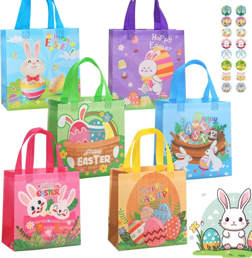 Panier Chasse aux Oeufs Paques, Darryy 6 Oeufs de Paques Chocolat, Sac pour Oeufs de Pâques, Sachet pour Oeuf de Pâques, pour Emballer des Cadeaux, des Chasses aux œufs, Des Articles de Fête