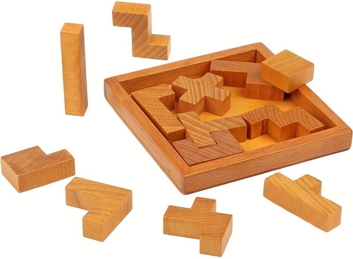 Busaurus - Puzzle 3D Casse-tête - Jeu de Patience - Puzzle Stimulant - Casse-tête - Jeu de logique dans Un Cadre en Bois - Fabriqué en Bois de Haute qualité
