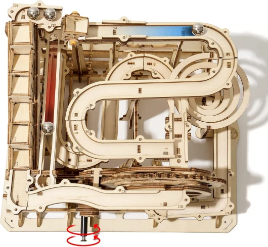 Puzzle en Bois 3D Adulte, Maquette Bois Jeu de Bille Orbitale, Mecanique Découpé au Laser Casse Tete Jeux de Construction (Waterwheel Coaster)