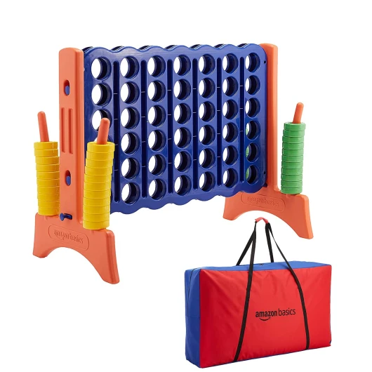 Puissance 4, format premium géant sans BPA, jeu pour enfant et adulte, housse de transport inclus, idée cadeau, multicolore, Bleu, Jaune, Rouge, Vert, grand format