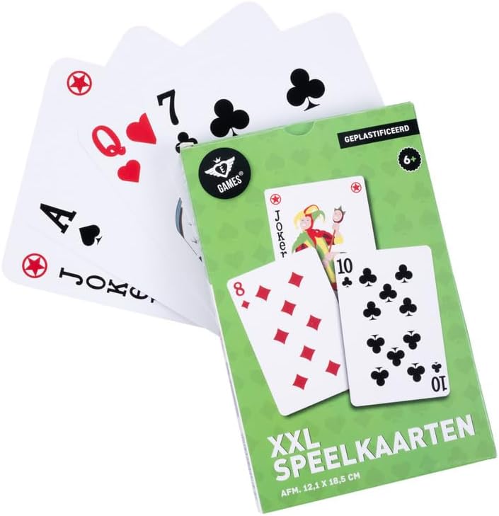 390115 - Jeu de Carte à Jouer XXL- Taille d'une Carte : 12,1 cm x 18,5 cm, 54 Cartes géantes - Poker, Rami, Bridge et Autres Jeux de Cartes