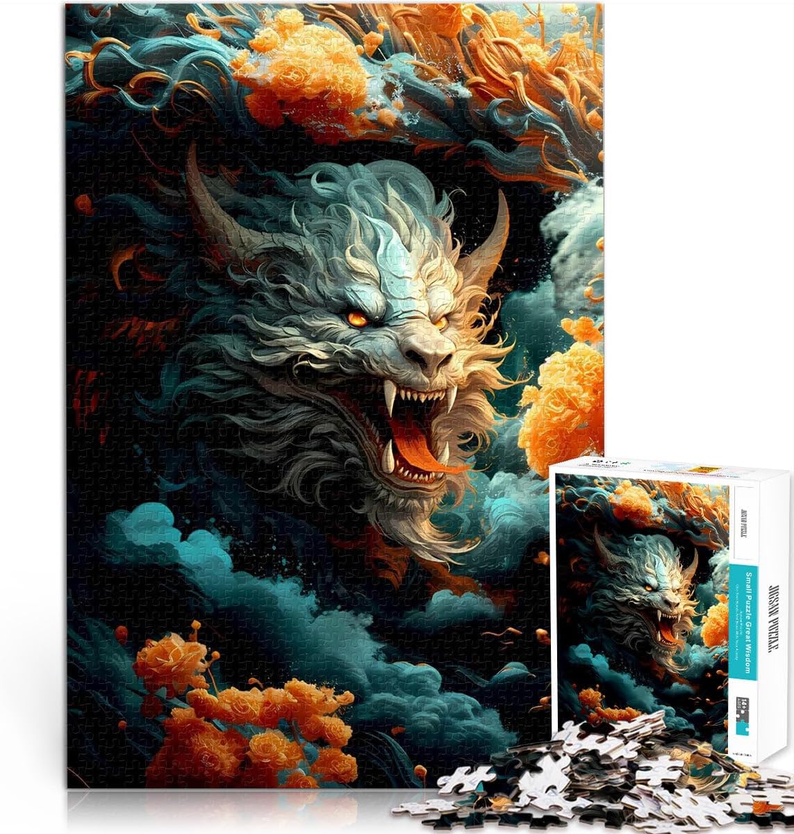 Puzzles 1000 pièces pour Adultes Dragon Chinois Fait de Bois pour Les 14 Ans et Plus Casse-tête pour Jeu éducatif pour Anniversaire et Noël。Taille：50x75cm/19.68x29.52pouce Fc29-chinese Dragon 50x75CM/19.68x29.52inch(1000 pieces)