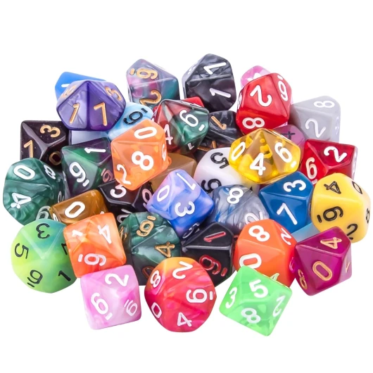 35 Pièces Dés Polyédriques Jeu de Dés 10 Faces Multicolore Dés pour DND RPG et Enseignement des Mathématiques avec Pochettes Gratuites