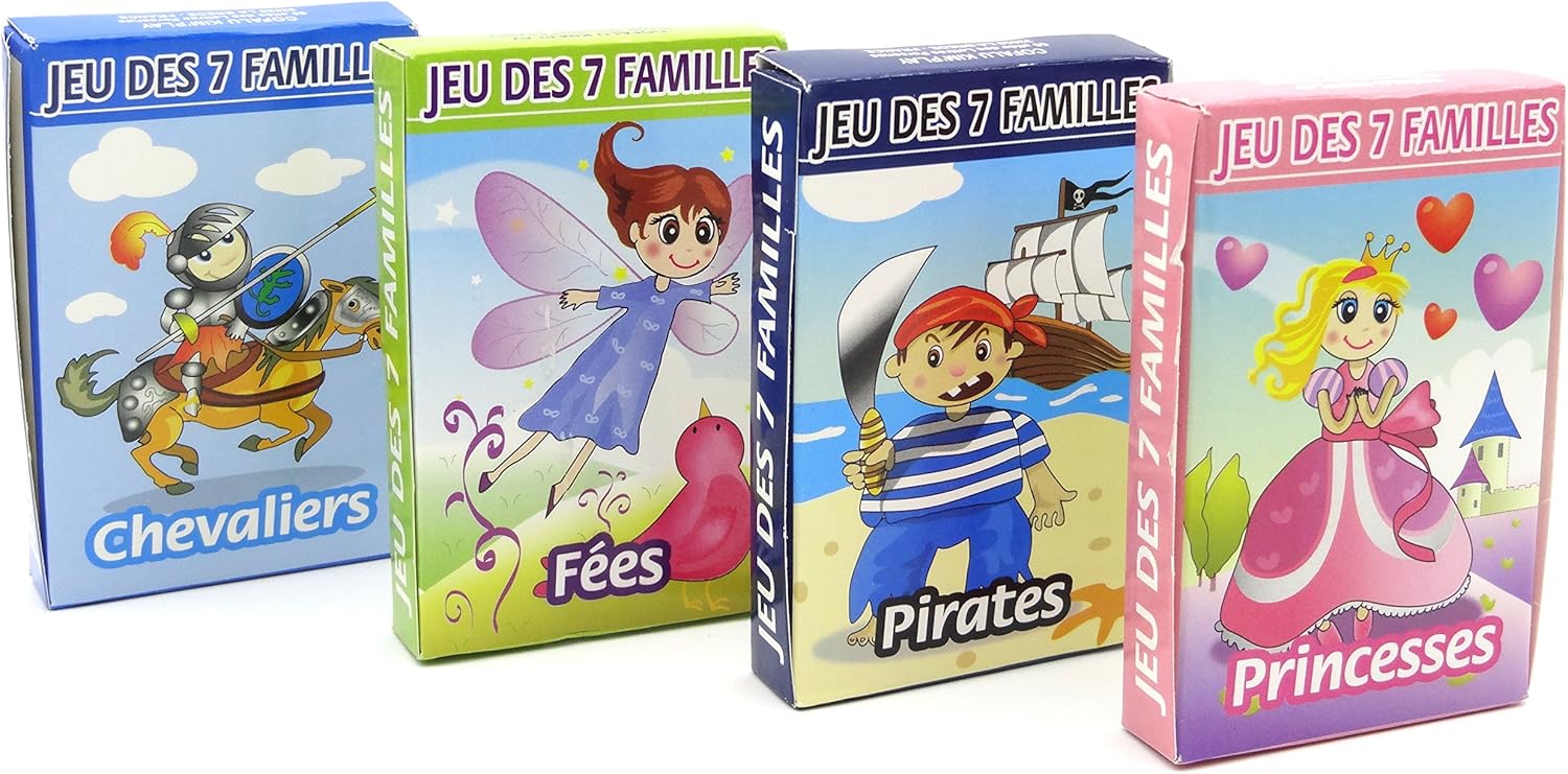 Jeu des 7 Familles - lot de 4 jeux : Princesses, Fées, Pirates, Chevaliers