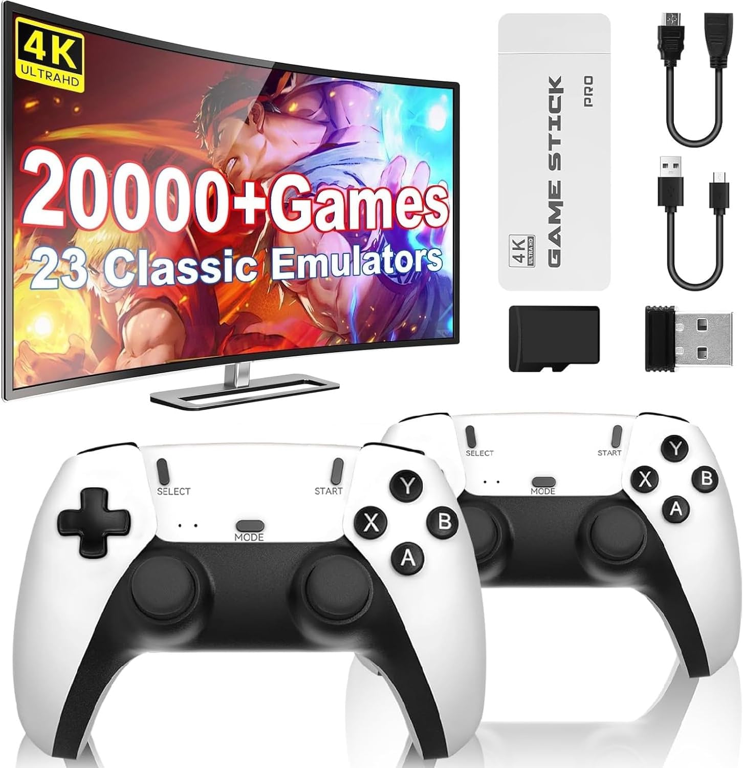 PZNETUE Console de Jeux Rétro, Console Retro Gaming 21.000+ Jeux Classiques, 2 Manettes Sans Fil, Plug & Play HDMI, Mini Arcade pour Famille et Adultes (Édition UP+)
