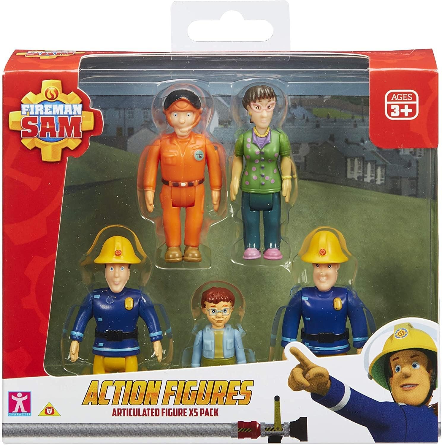 Fireman Sam Action Figures 5-pack, scaled play preschool poseable figures, imaginative play Simple