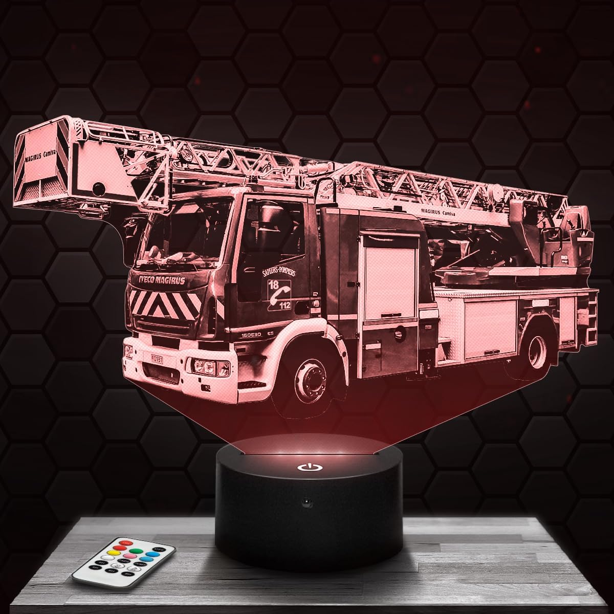Lampe d'ambiance LED moderne Camion de Pompier Français Soldat du feu, idée cadeau deco Pompier Lampe deco bureau salon homme Idée cadeau noel fan de Camion de Pompier Soldat du feu TOP