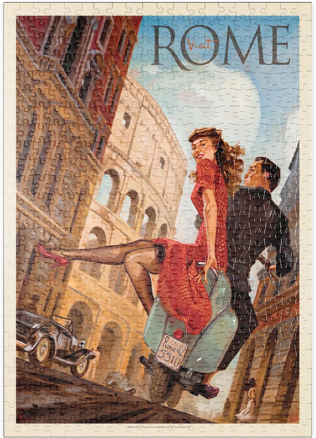 MyPuzzle Italie : Rome en Vespa, Poster Vintage - Premium 500 Pièces Puzzle - Collection spéciale MyPuzzle de Anderson Design Group
