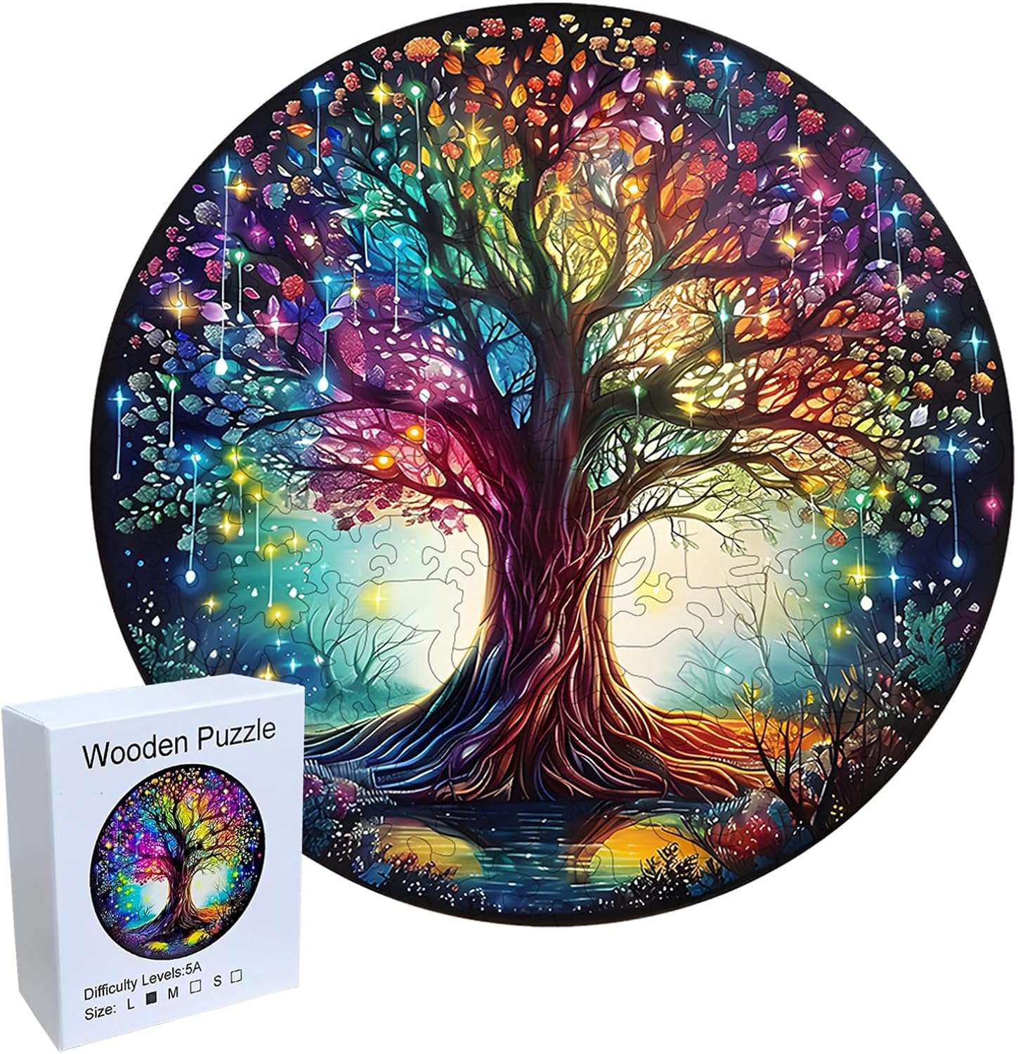 Puzzles en Bois Adulte Arbre de Vie, 28 x 28 cm, 192 Pièces Puzzle Bois avec Boîte, Cadeau et Jeu de Puzzle pour Adultes et Enfants