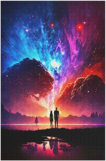 Couple Paysage Galactique Puzzles Adultes 1000 Pièces en Bois, Jouet De Puzzle De Défi De Cerveau pour des Enfants, D’Intelligence 78×53cm 78×53cm(1000PCS) Couple Paysage Galactique