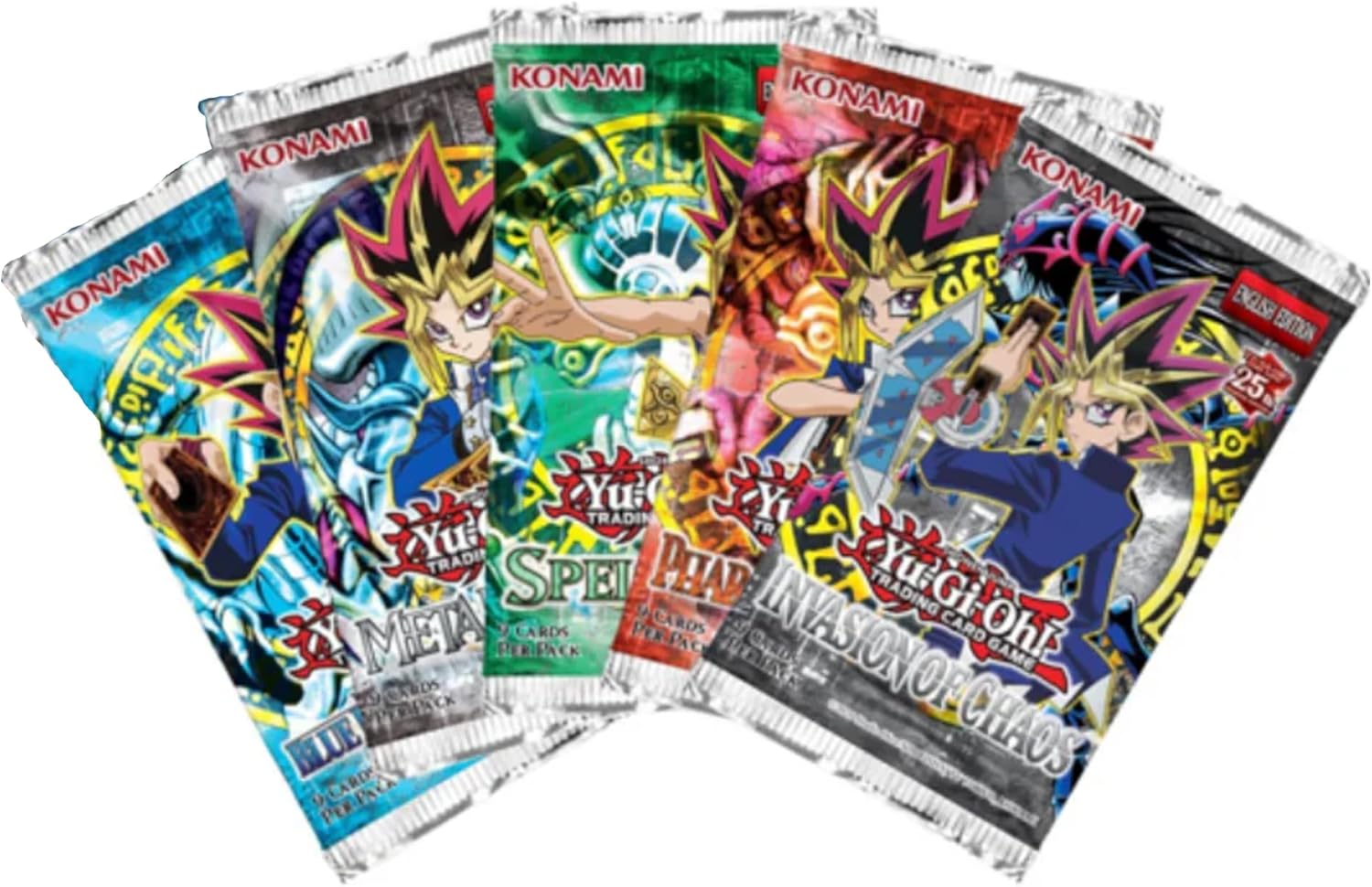 Yu-Gi-Oh! Lot de 6 boosters LC25 (anglais) – Legend of Blue Eyes White Dragon, Metal Raiders, Spell Ruler, Pharaoh's Servant, Dark Crisis, Invasion of Chaos + protection d'expédition Heartforcards®