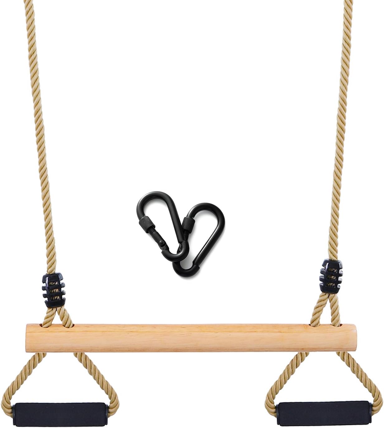 Trapèze Balançoire,Enfants Balançoire Extérieure en Bois,Balançoire Trapèze Multifonction en Bois pour Intérieur & Extérieur （Noir） Naturel