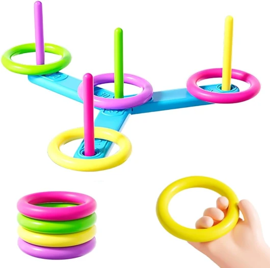Jeu de Lancer d'anneaux en Bois, jeux exterieur enfant, jeux exterieur adulte, Jeu d'adresse pour Enfants et Adultes, Jeu de Sport en Plein air Populaire pour l'été, Le Jardin ou Le Parc