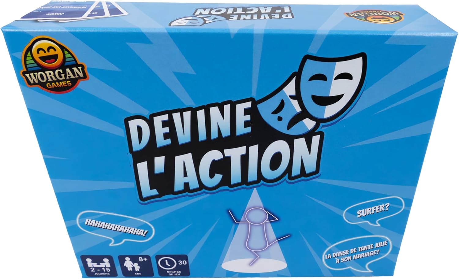 Devine l'Action – Un Jeu de mime hilarant - Amusant pour Toute la Famille et Les Amis - 2 à 15 Joueurs, dès 8 Ans - Parfait pour Les Enfants, Ados et Adultes Devine l'Action - Édition Cadeau