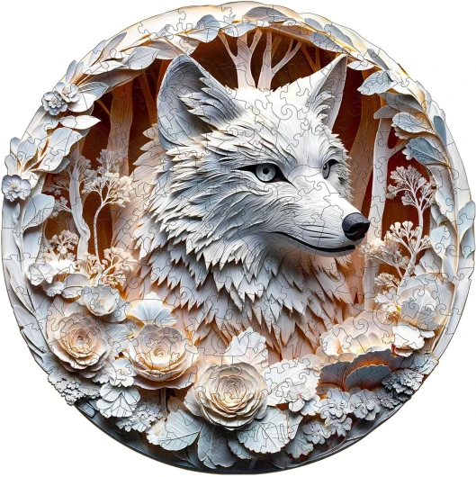 KAAYEE Puzzles en Bois, Loup 3D-1 Wooden Puzzle Adulte, Puzzle Forme Animaux, avec Boîte-Cadeau en Bois