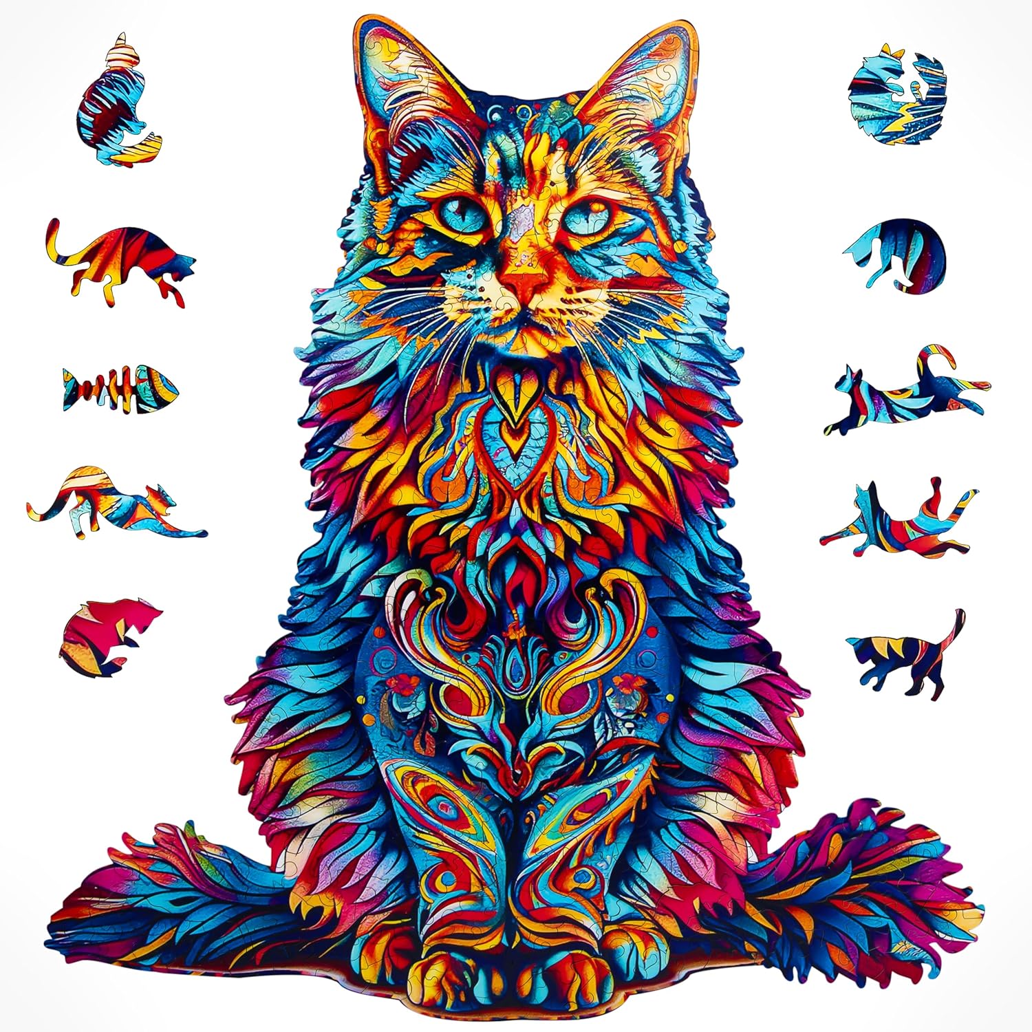 Joellfuner Puzzle en Bois, 300 Pièces Puzzle Bois Forme Animaux, Wooden Puzzle pour Adultes et Enfants, Puzzles en Bois Animal Unique avec Boîte Cadeau en Bois (42 * 40CM) 42*40cm