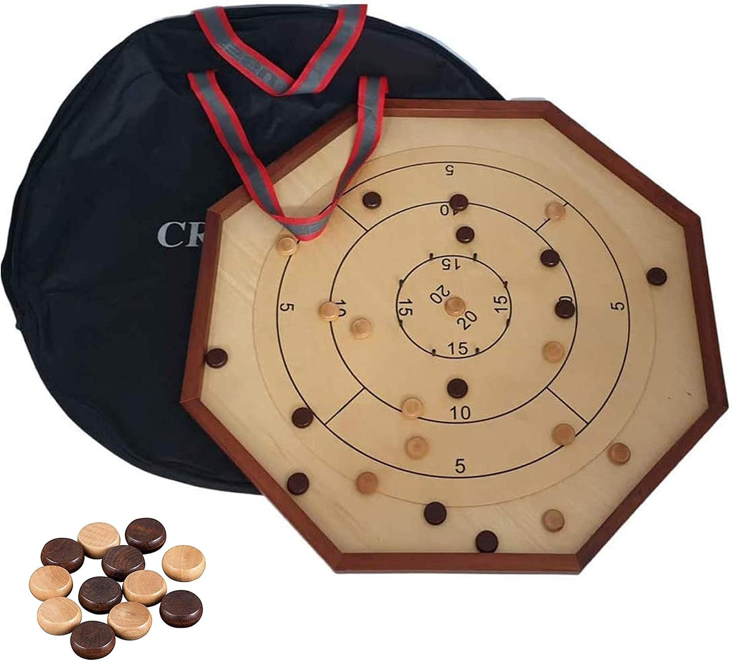 Ubergames Europe Crokinole + Sac - Taille officielle - Complet, prêt à jouer