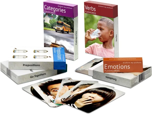 Sentiments et Émotions, Prépositions, Verbes, Catégories et Pack de Cartes Flash Go Togethers - Matériel d'Orthophonie, Matériel ESL.